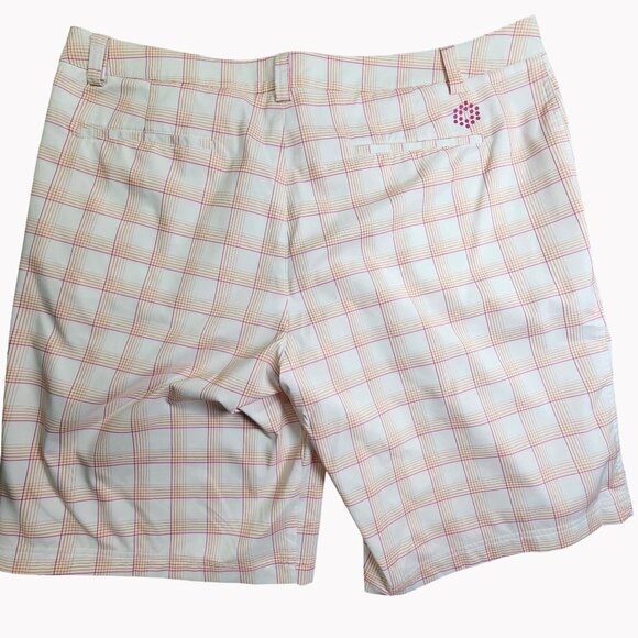 Puma Men’s 40 Plaid Golf Shorts Orange White Performance Flat Front New - Picture 8 of 10